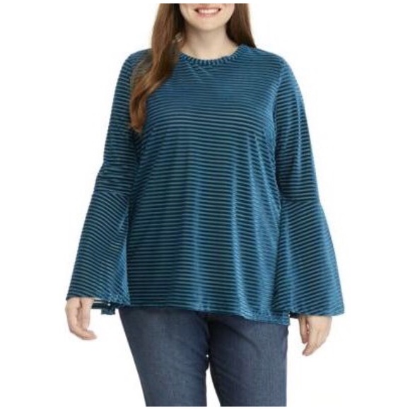 MICHAEL KORS Plus Velvet Stripe Flutter Sleeve 3X - Picture 6 of 8